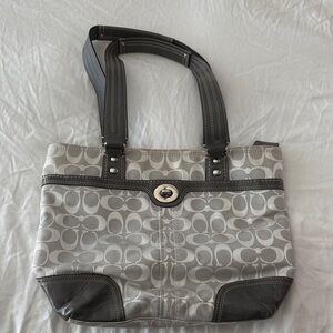 Coach Gray and Black Signature Tote